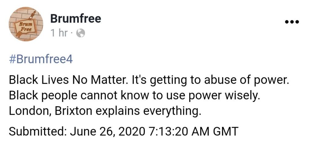 A confession condemning the Black Lives Matter movement
