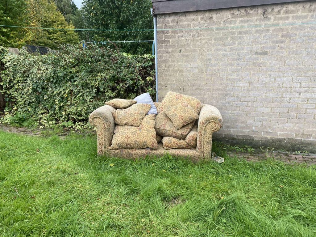 sofa in garden