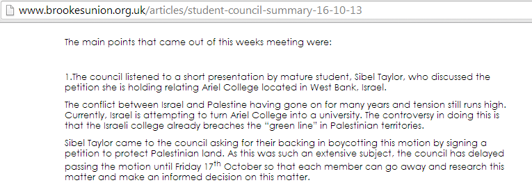 SU bureaucrats would rather discuss international politics than Brookes student issues