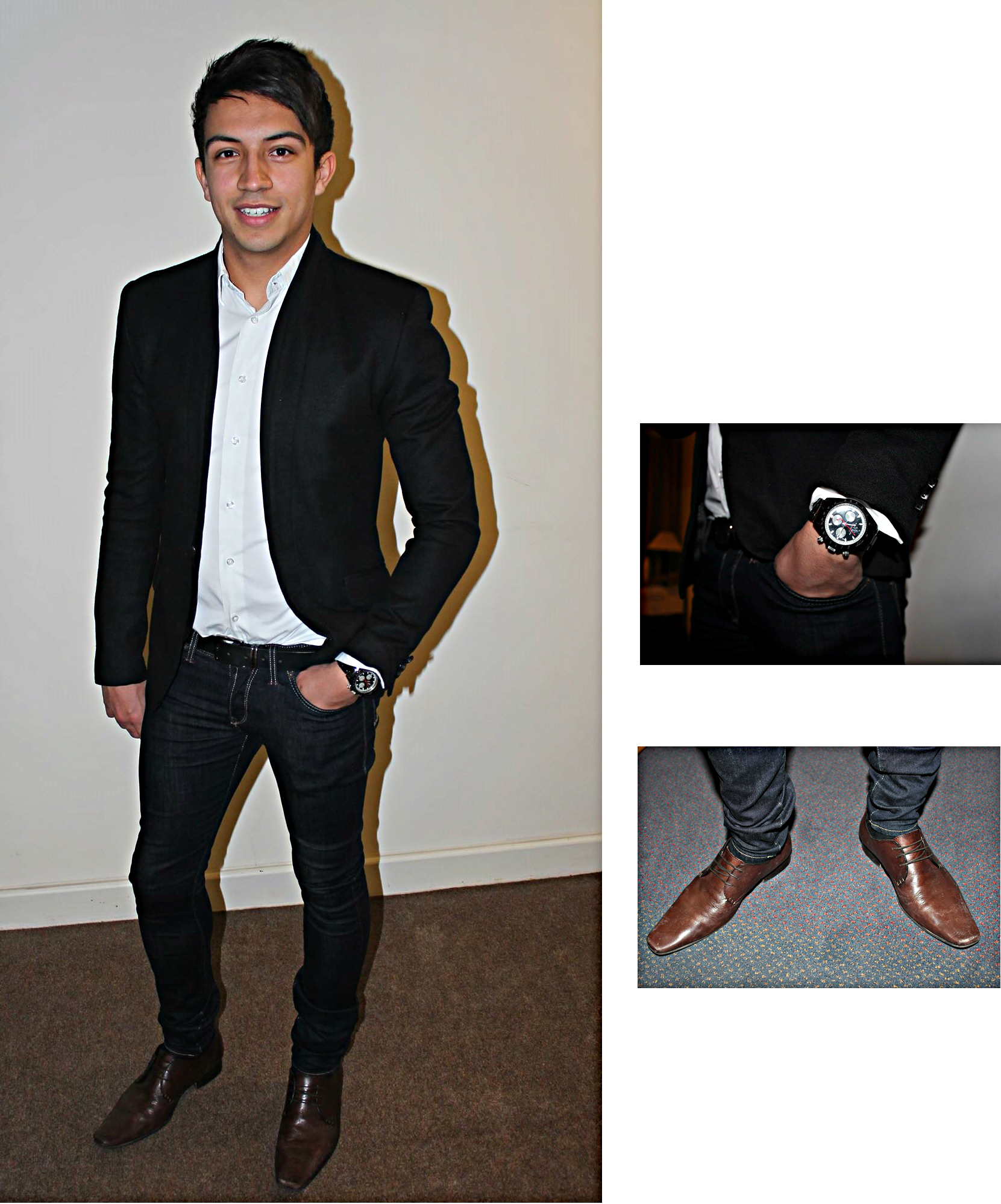 Jacket- Zara / Shirt- Calvin Klein / Trousers- Jack Wills / Shoes- Hackett / Watch- ToyWatch