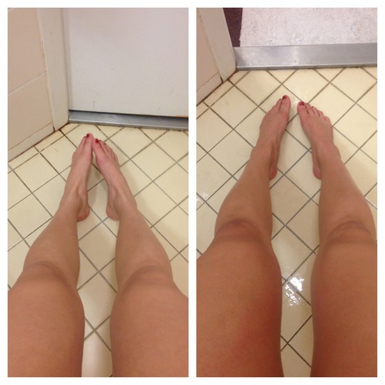 Before my shower and then after the first application of fake tan.