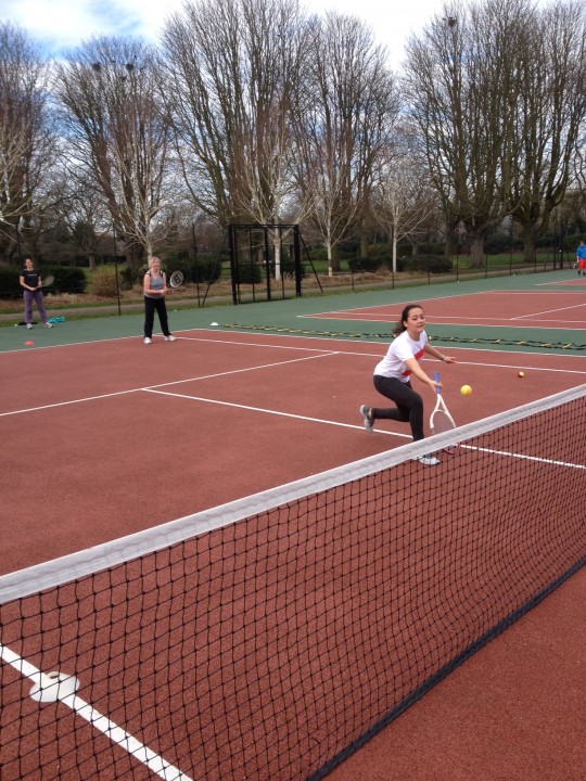 I'm definitely not hold the racket correctly, but I actually hit a sick volley after this.