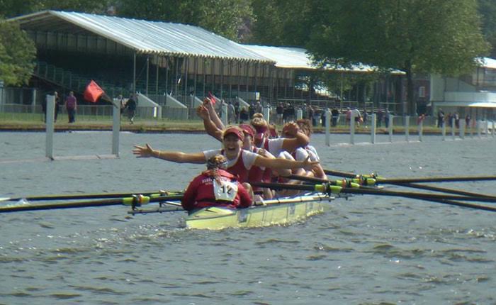 The Women's team crossing the finish line at Henley