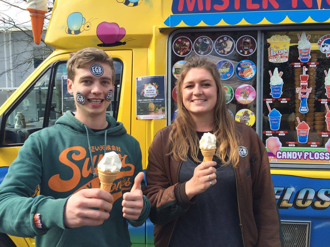 enjoying the summer sun with free ice cream