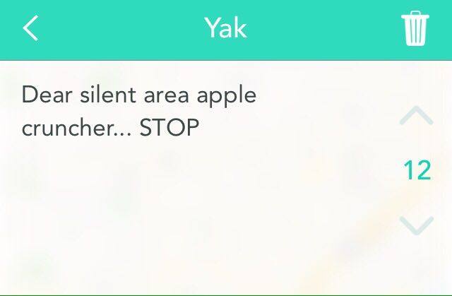 Yik Yak silent area