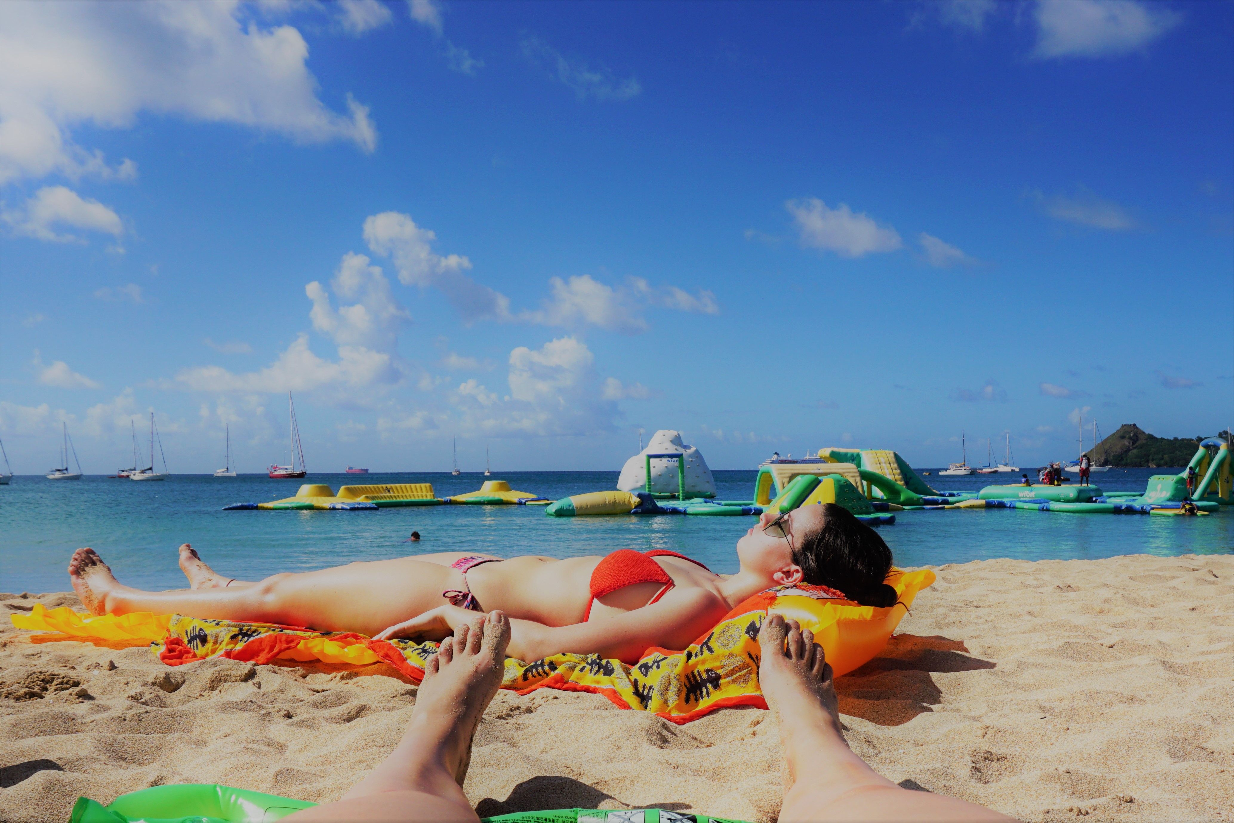Image may contain: Pool, Swimwear, Clothing, Bikini, Watercraft, Vessel, Transportation, Boat, Banana Boat, Person, People, Human, Water, Sea, Outdoors, Ocean, Nature, Coast, Beach