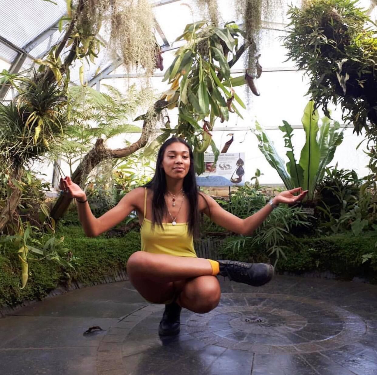 Image may contain: Woman, Sport, Fitness, Exercise, Working Out, Sports, Tree, Female, Vegetation, Plant, Arbour, Garden, Outdoors, Human, Person