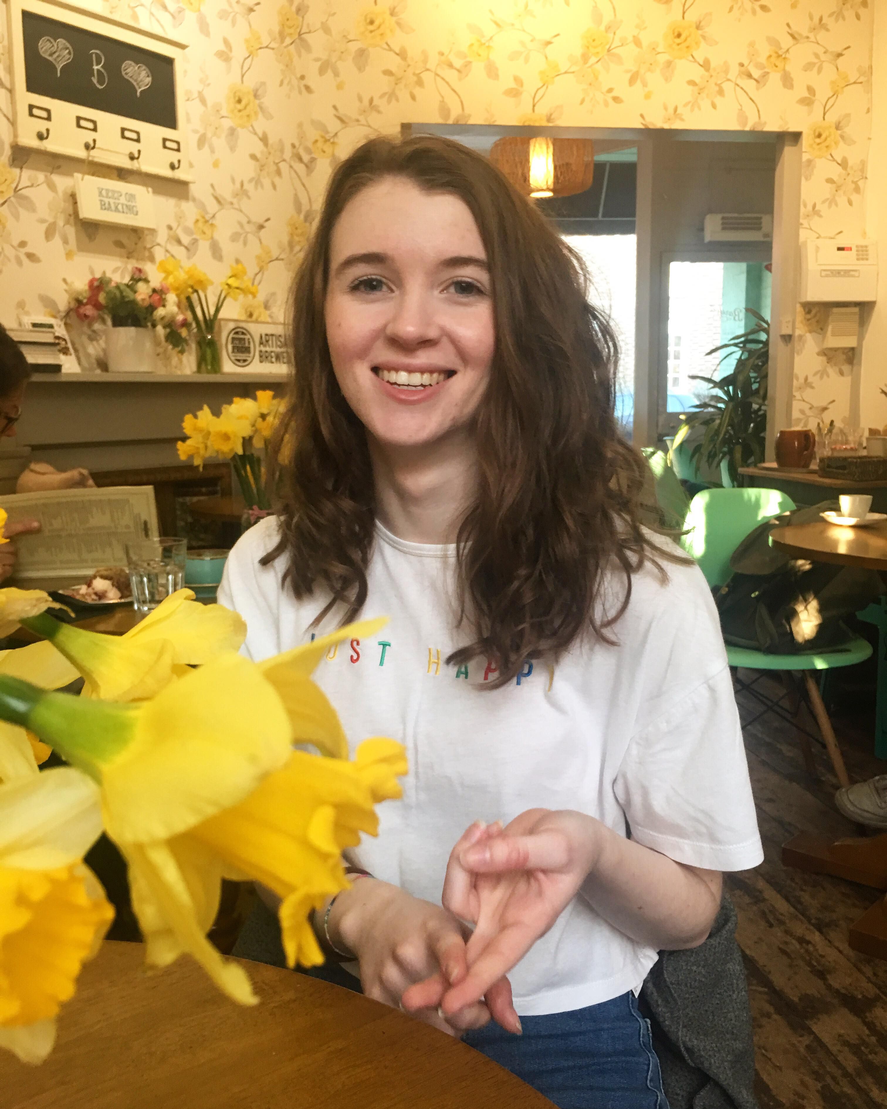 Image may contain: Daffodil, Flower, Blossom, Plant, Human, Person