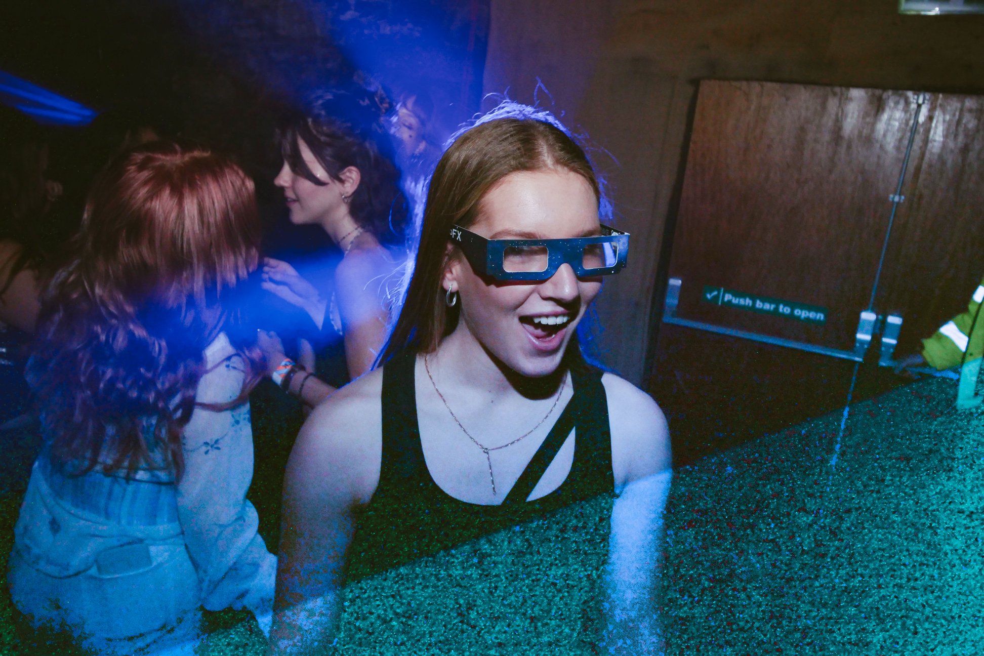 Image may contain: Leisure Activities, Night Club, Night Life, Club, Sunglasses, Accessories, Accessory, Human, Person