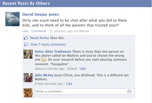 Some idiots just can't tell the difference and as a result the abuse on his Official Facebook site just keeps coming.