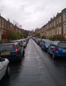 A full road outside the perimeters of the scheme