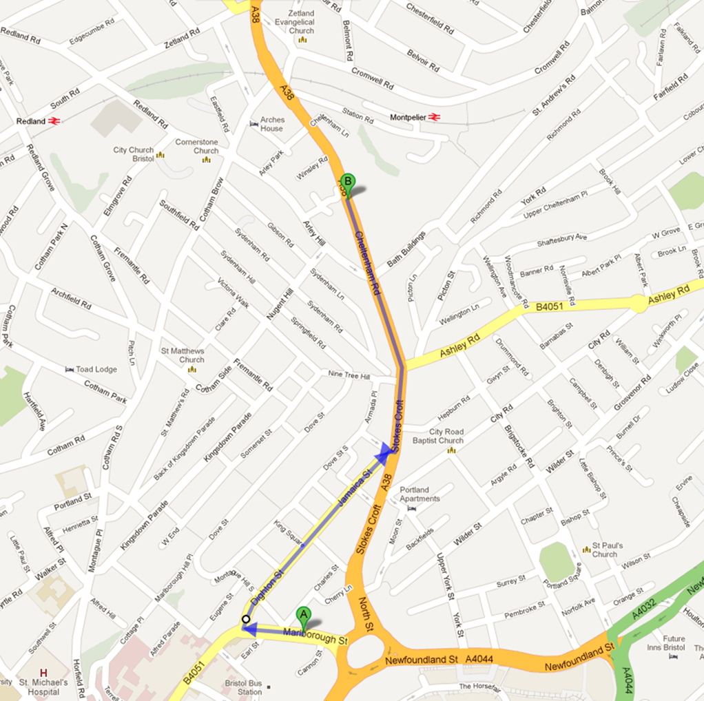 Map of Aaron Cogley's Journey