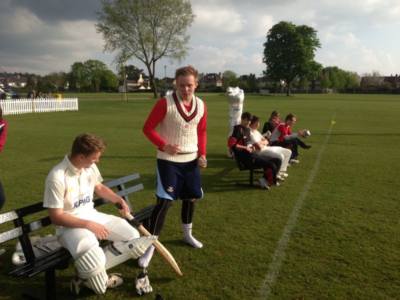 The boys get ready to bat