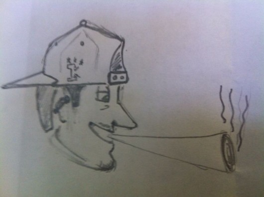 Smokin' a phat wan - the stoner ideal. 
