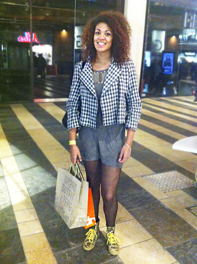 Tenisha wears checked TopShop jacket.