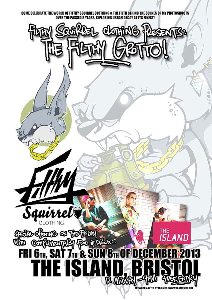 Flyer for Filthy Squirrel events