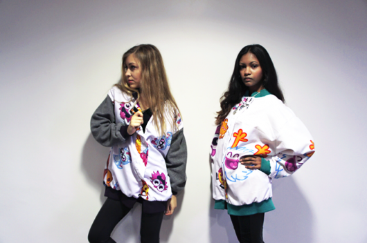 Antonella and Natasha model Filthy Squirrel's Moshi Monsters Jackets