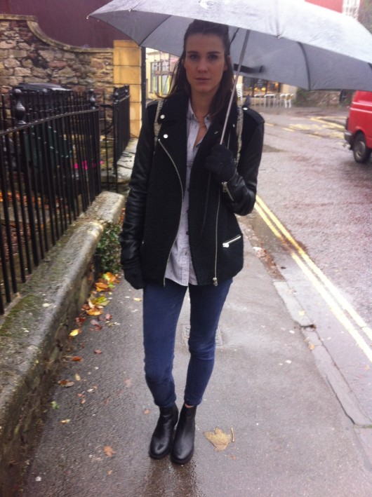 Sophie's Topshop coat perfectly mirrors the catwalk trend. 