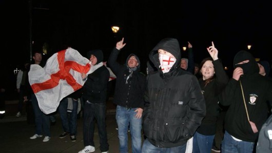Masked EDL protesters