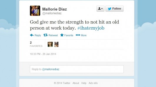 Hit an old person? You're a great employee aren't you?