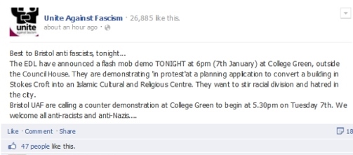 UAF's Facebook messag