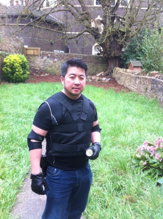 Rob wearing his stab-proof vest