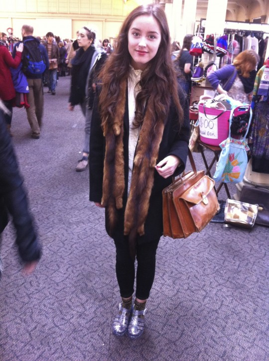 Likewise chic fur stoles like 19-year-old Alice's abounded. We also loved her sparkly silver jelly shoes!