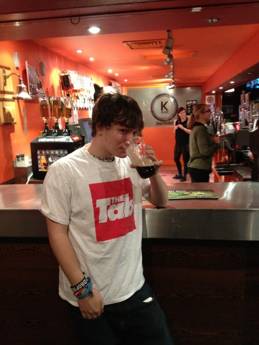 His antics just landed himself a free drink!