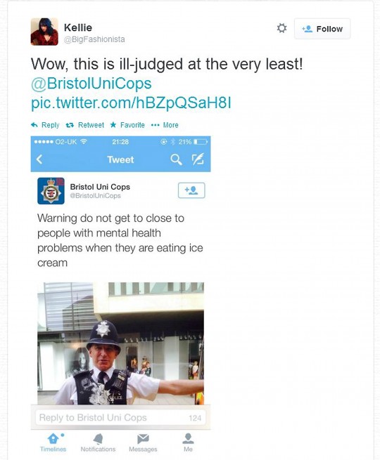 The tweet attracted criticism for being insensitive to those with mental illnesses