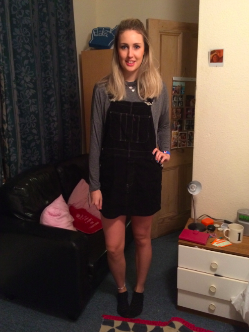 Vintage black dungarees dress, £10