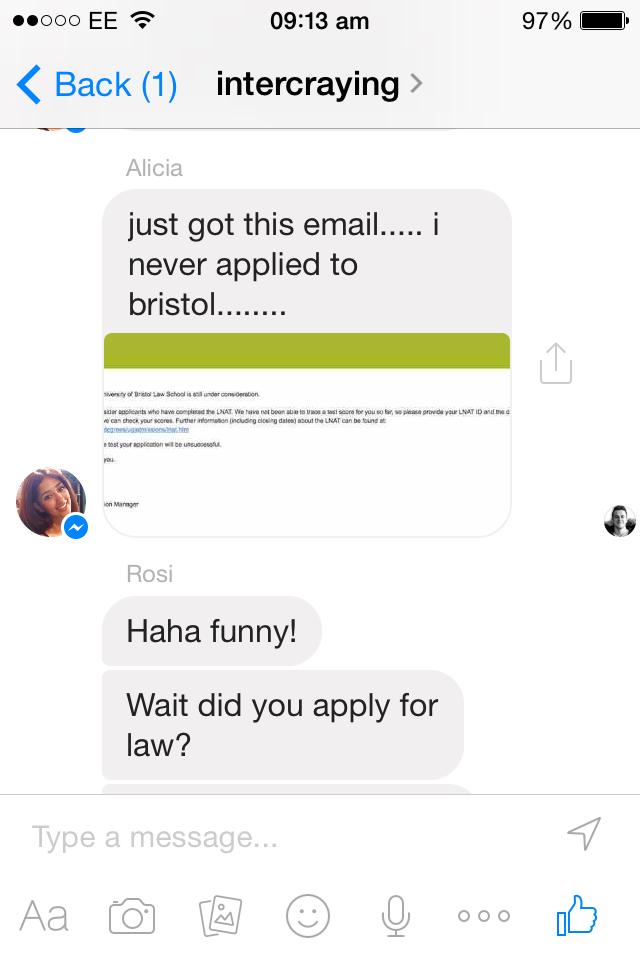 She never applied to Bristol, she studies at UCL and does History.