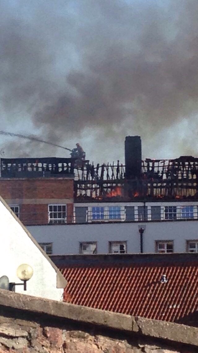 The smouldering remains