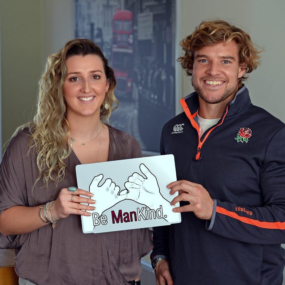Third year Olivia Huxtable with GB rugby 7s captain Tom Mitchell