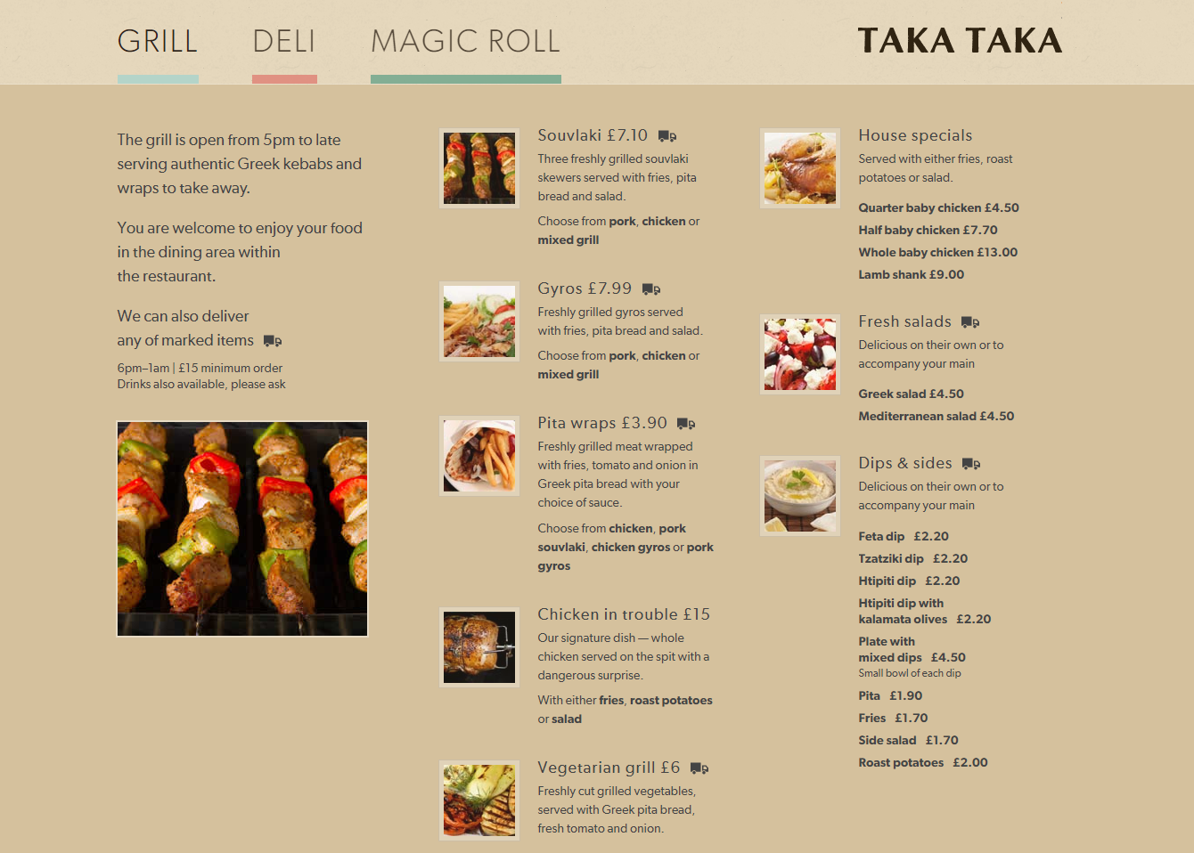 The full delicious menu laid out in full online