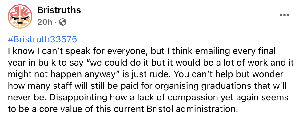Another angry Bristruth about cancelled graduation