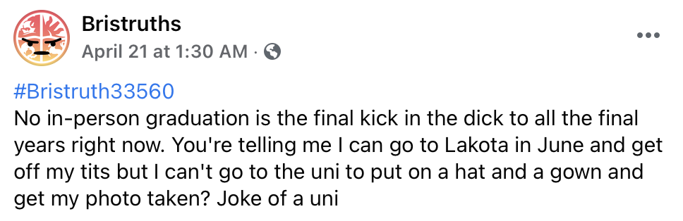 An angry Bristruth about graduation