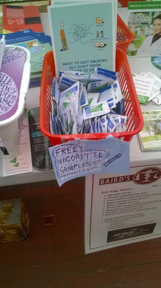 Nice work Pharmacy but Niccorette doesn't taste good