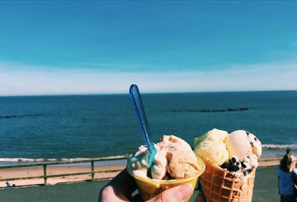 Image may contain: Water, Sea, Outdoors, Bowl, Ice Cream, Creme, Cream, Food, Dessert, Cake