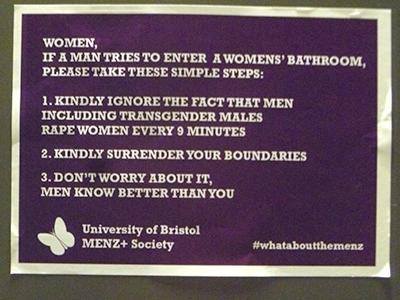 Anger in Bristol University at trans women using the ladies'