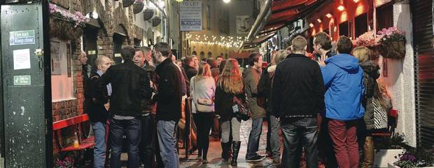 Busy pubs in the Cathedral Quarter 24 hours later!