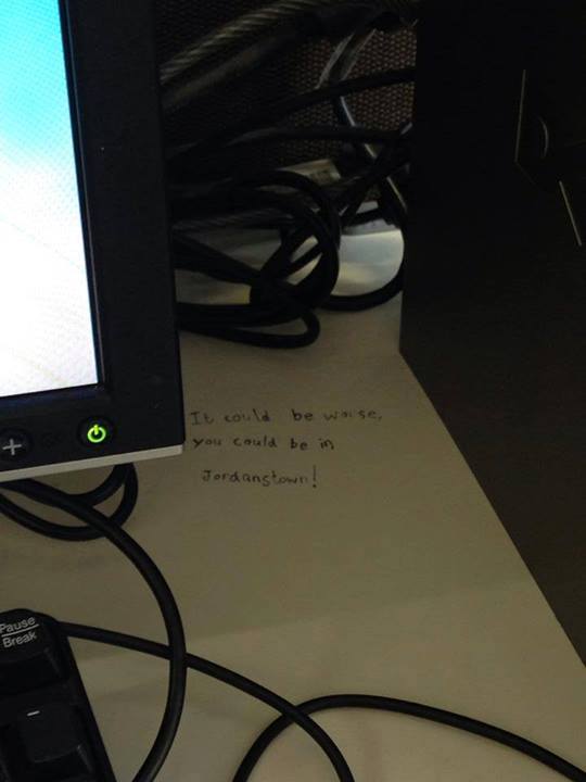 The glass is half full for whoever scribbled this...