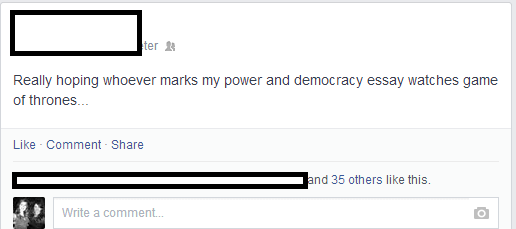 Clearly my lecturer is not a fan of Tyrion Lannister ...