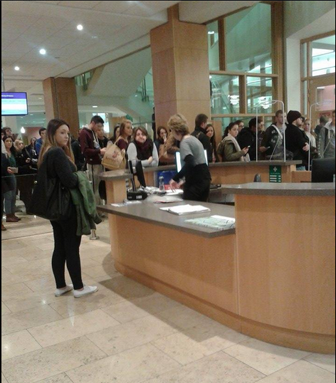 Library lockdown caused a fairly long queue
