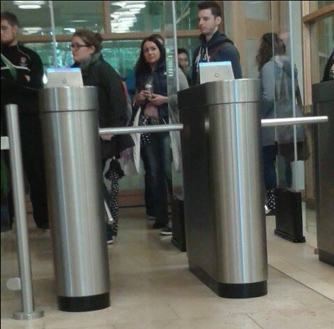 The joyless faces of students as they await their release