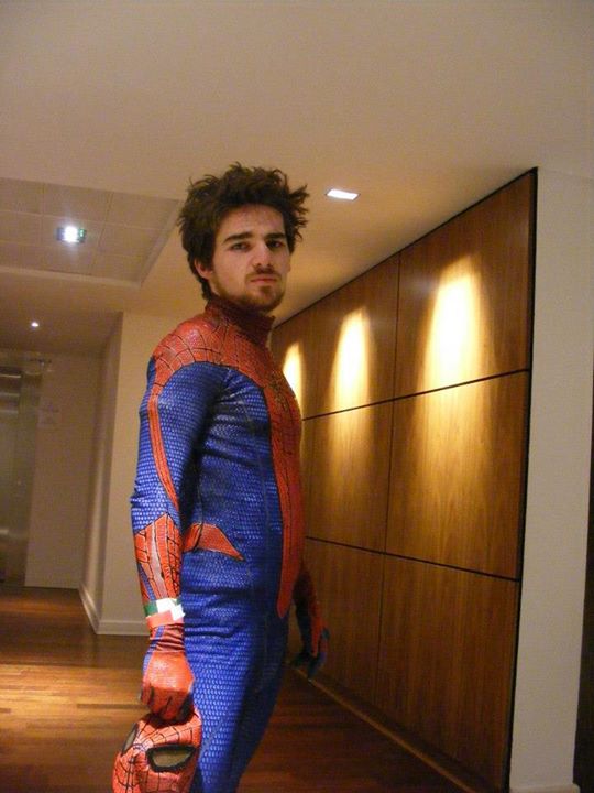When not fighting crime, Spiderman takes time to pose
