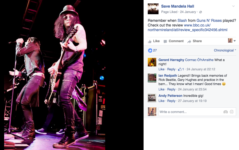 A post on the Save Mandela Hall facebook page