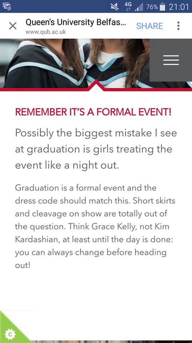 A screenshot of the advice - with thanks to the Belfast Telegraph