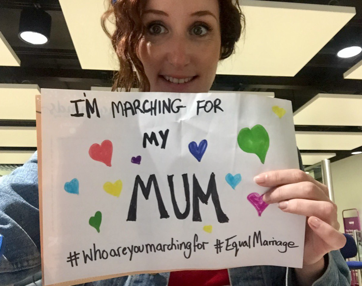 Actress Bronagh Waugh proudly supporting her mum at the march