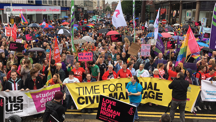 Belfast city centre during the march for equality