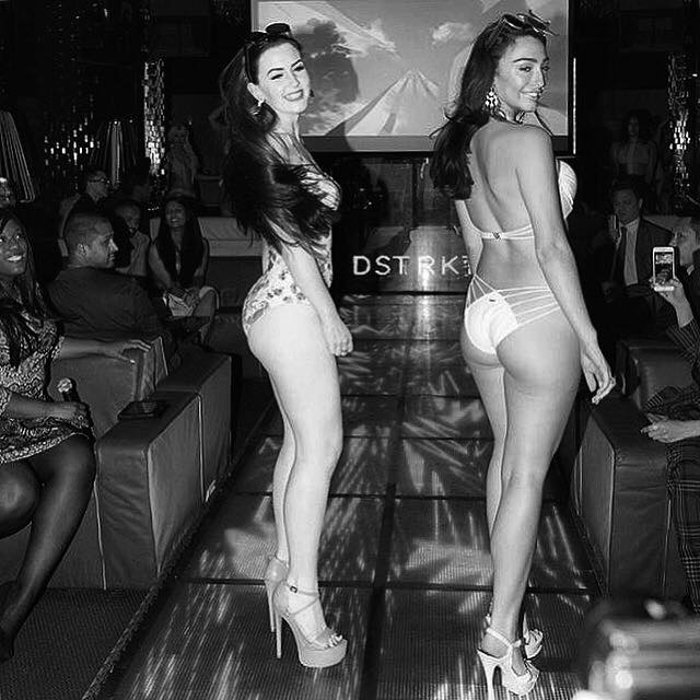 Laughing through the nervousness at being in a bikini in front of hundreds of strangers